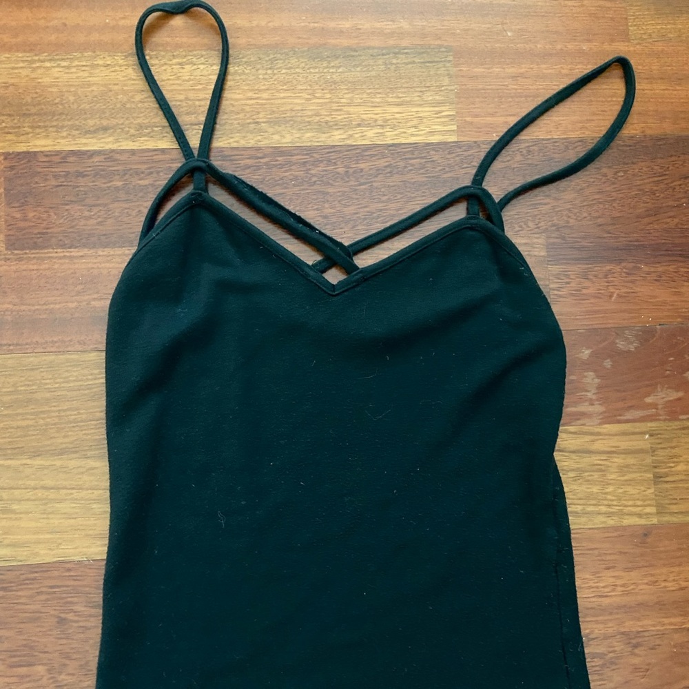 Brandy Melville Black Crossed Front Tank Top